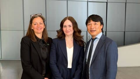 Elisabeth Saftiuk with two MCC board members
